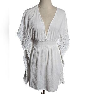 Sea Spice White And Crochet Cotton Beach Swim  Cover-Up